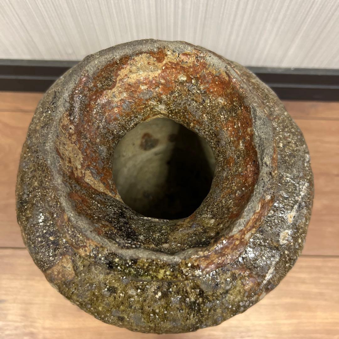 ※mmmk陶器瓶 黒茶色 広口