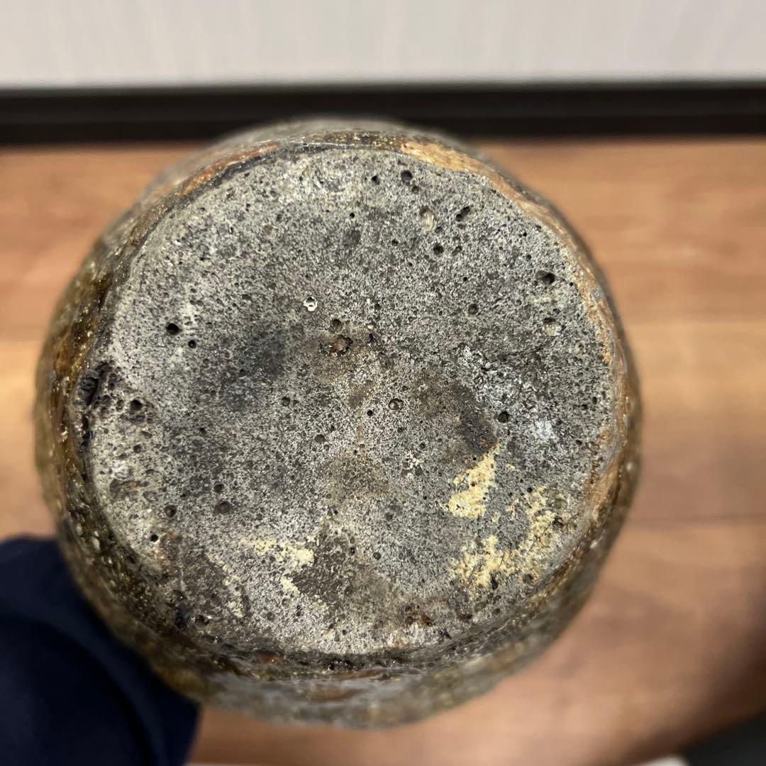 ※mmmk陶器瓶 黒茶色 広口