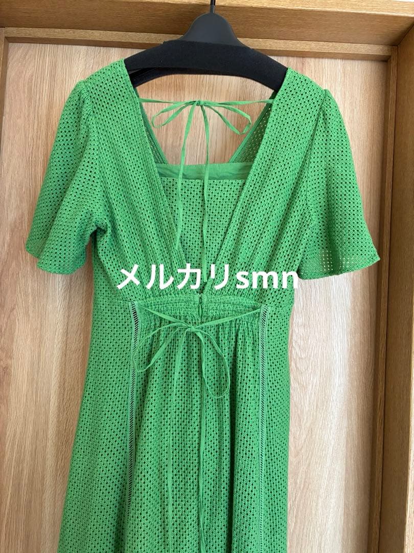 FRAY I.D カットワークレースフレアスリーブワンピース　グリーン