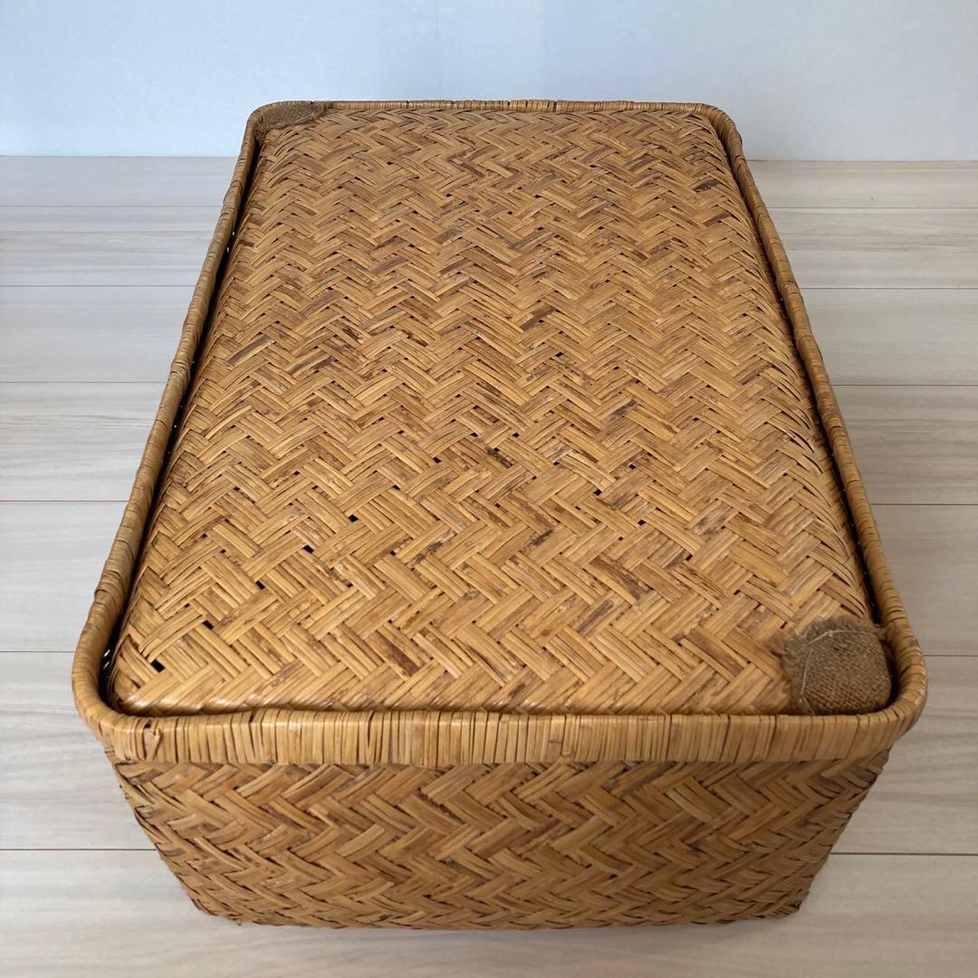柳行季 こうり 行李 つづら籠 昭和レトロ アンティーク38×57cm