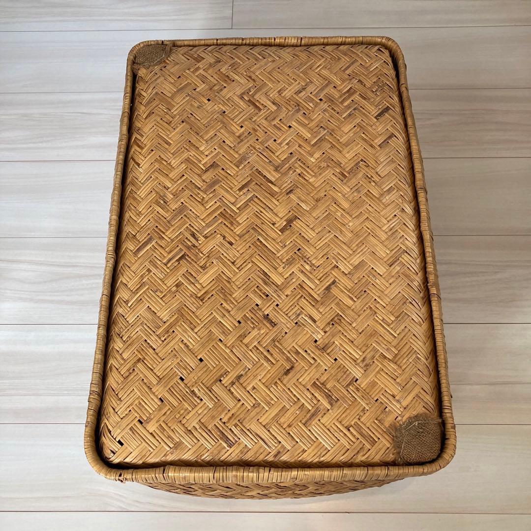 柳行季 こうり 行李 つづら籠 昭和レトロ アンティーク38×57cm