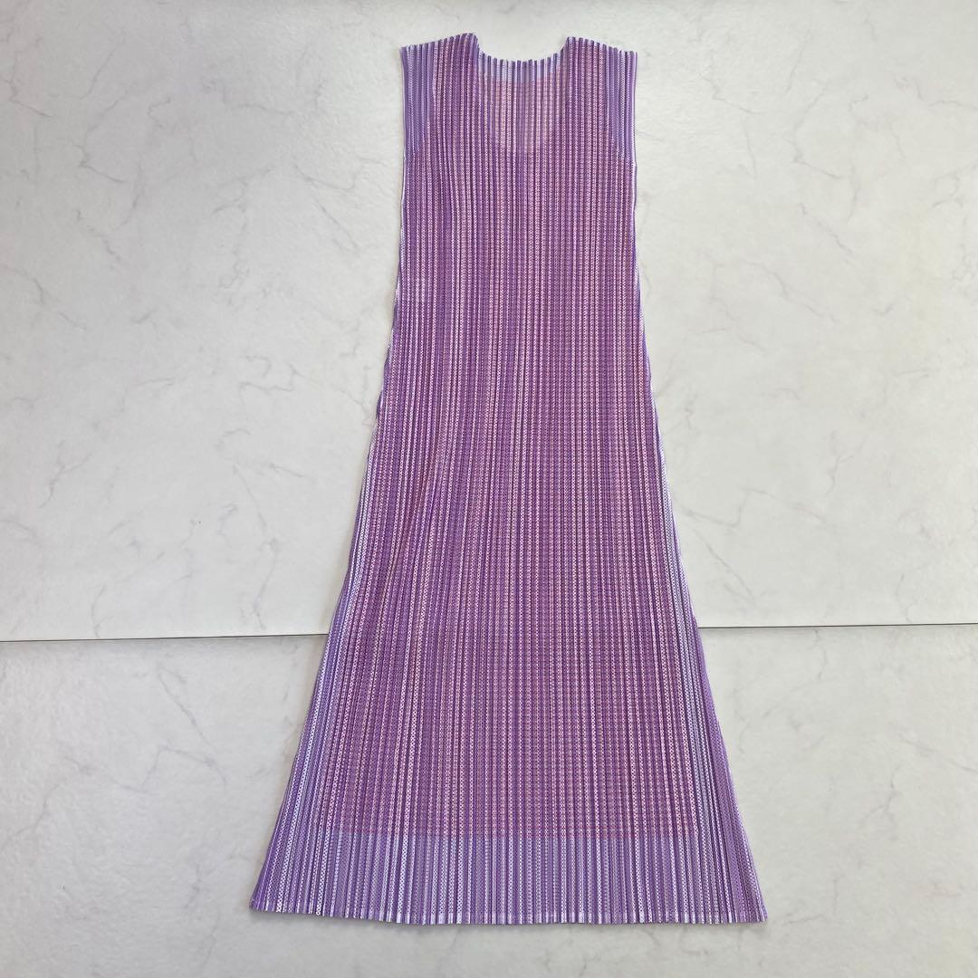 美品★ISSEY MIYAKE イッセイミヤケ ノースリーブワンピース 紫系 3