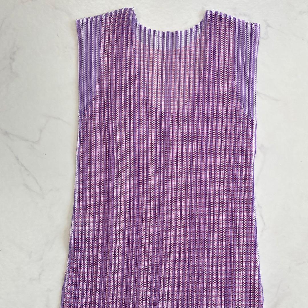 美品★ISSEY MIYAKE イッセイミヤケ ノースリーブワンピース 紫系 3