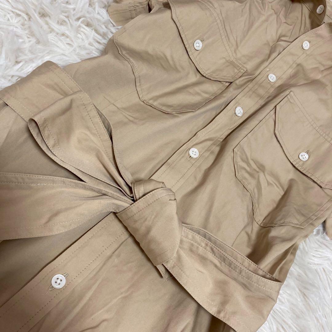 POLO RALPH LAUREN シャツワンピース ベージュ 0 リボン 上品