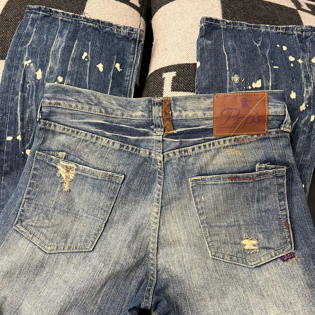⭐️Prps⭐️紫製品 ヒゲ ハチノス ヴィンテージ ダメージ加工　デニム W３０