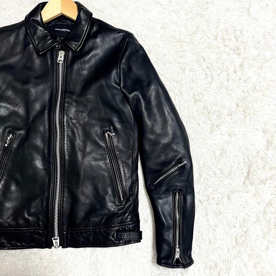 ✨美品✨ナノユニバース レザージャケット ライダース 羊革 サーモライト