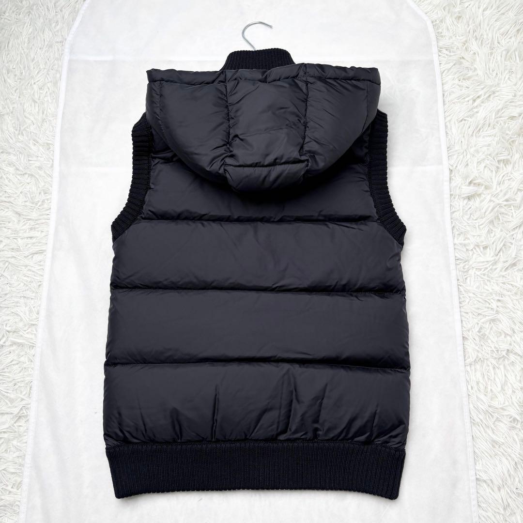 MONCLER ハイブリッド ダウンベスト ジレ ニット フード 男女兼用 黒