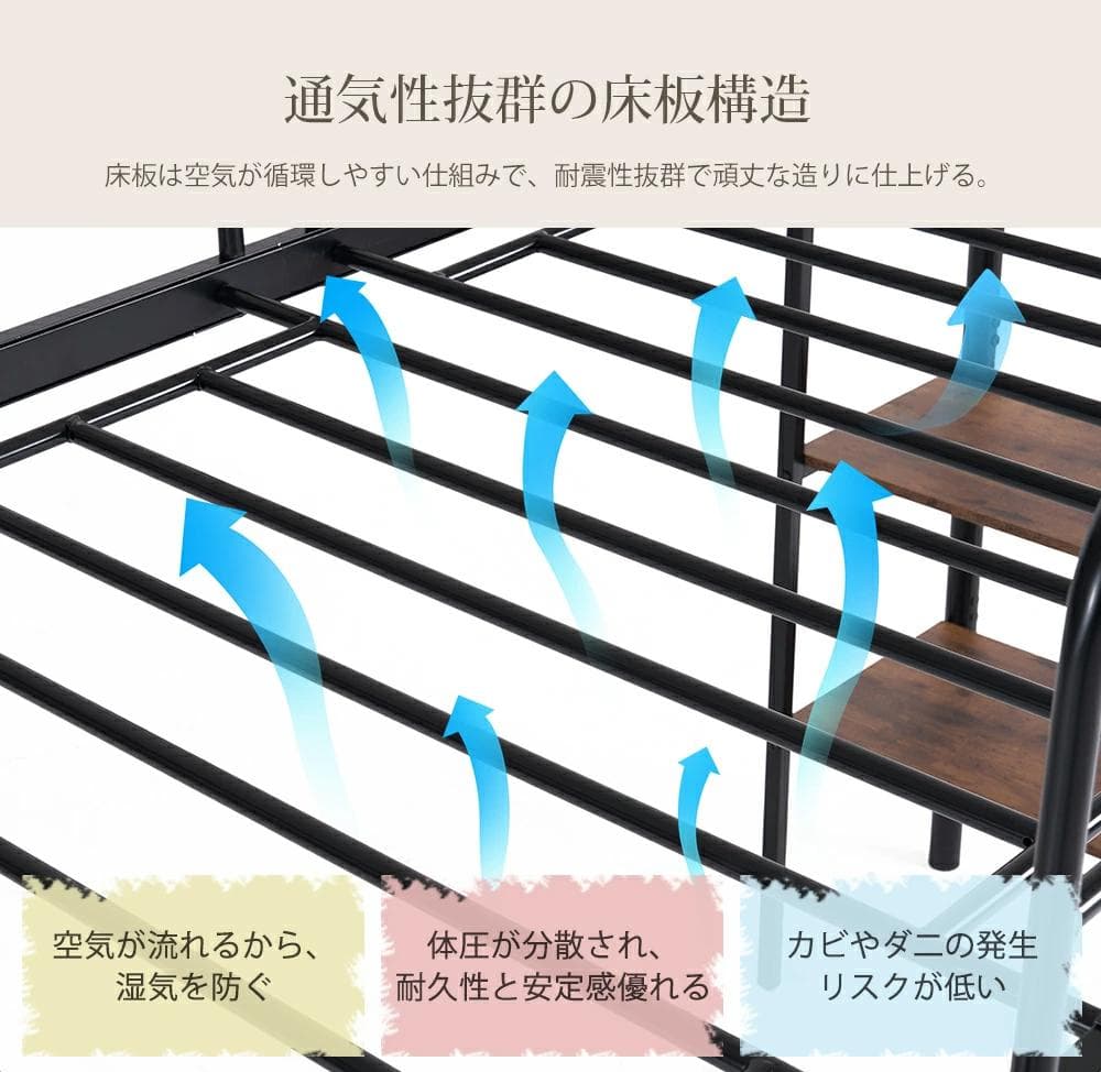 人気再入荷！収納棚付ロフトベッド（S） 北欧風 おしゃれ かわいい　WHITE