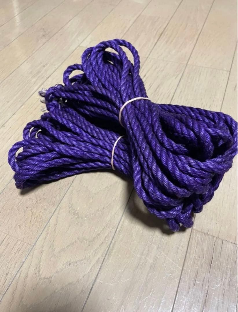 緊縛用麻縄　蜜蝋鞣し　紫色6mm×8M 3本セット　煮鞣し