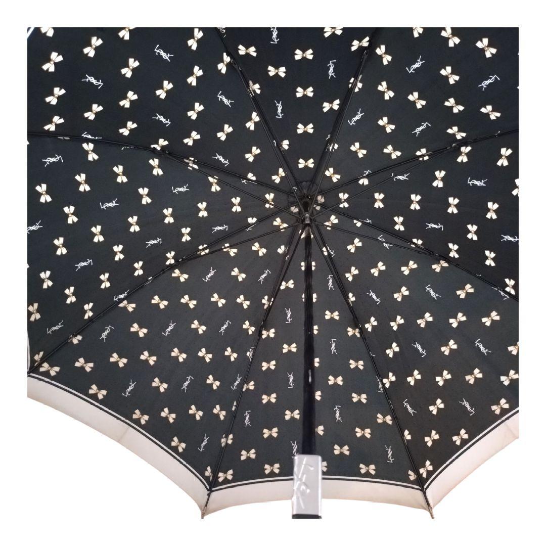 イヴサンローラン YSL リボン 傘 ブラック 黒 晴雨兼用