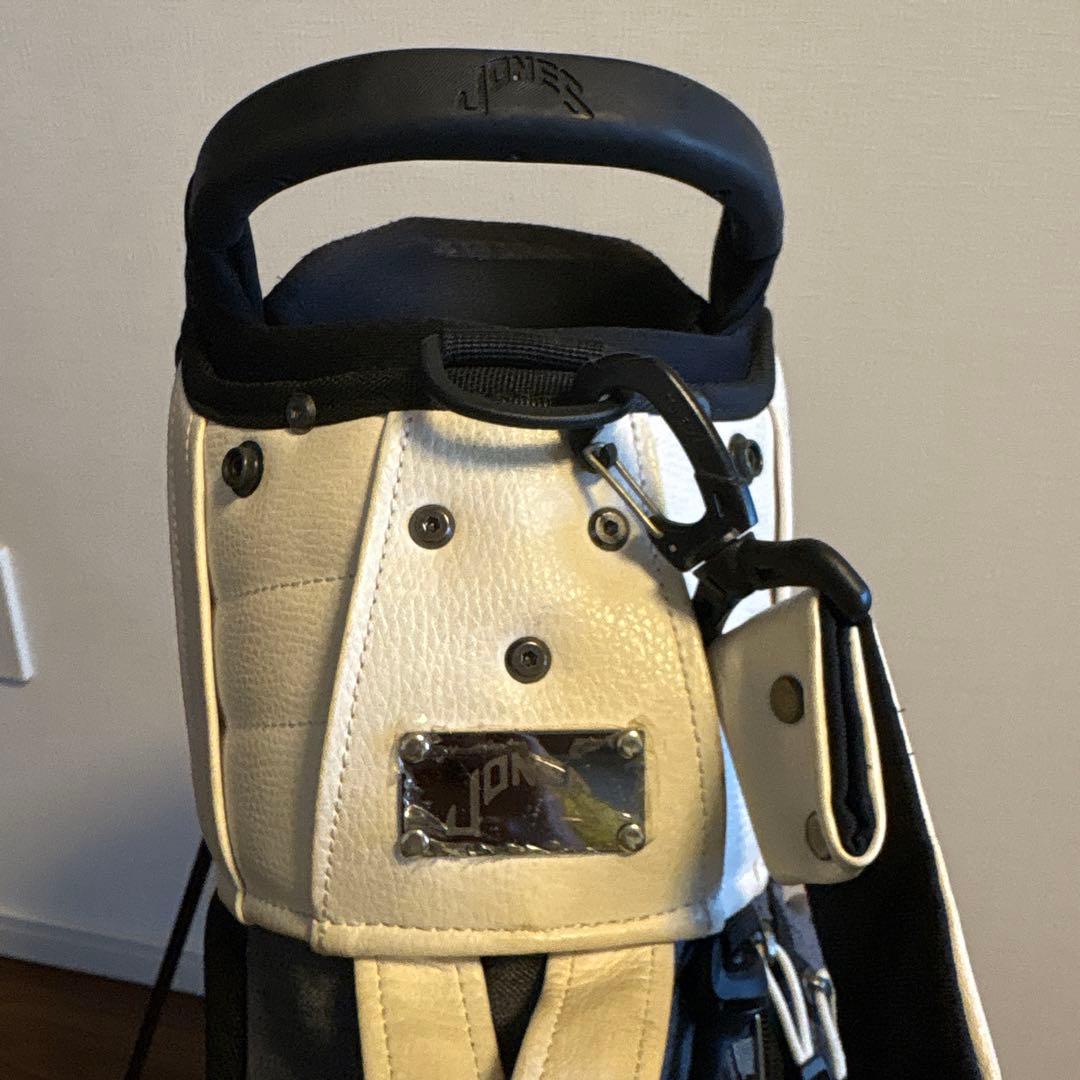 【ジャンク品】JONES キャディバッグ スタンド付き ホワイト/グレー