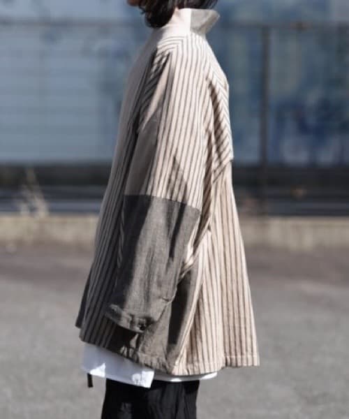 ジャケット・アウター YANTOR Stripe Khadi Cotton Jacket