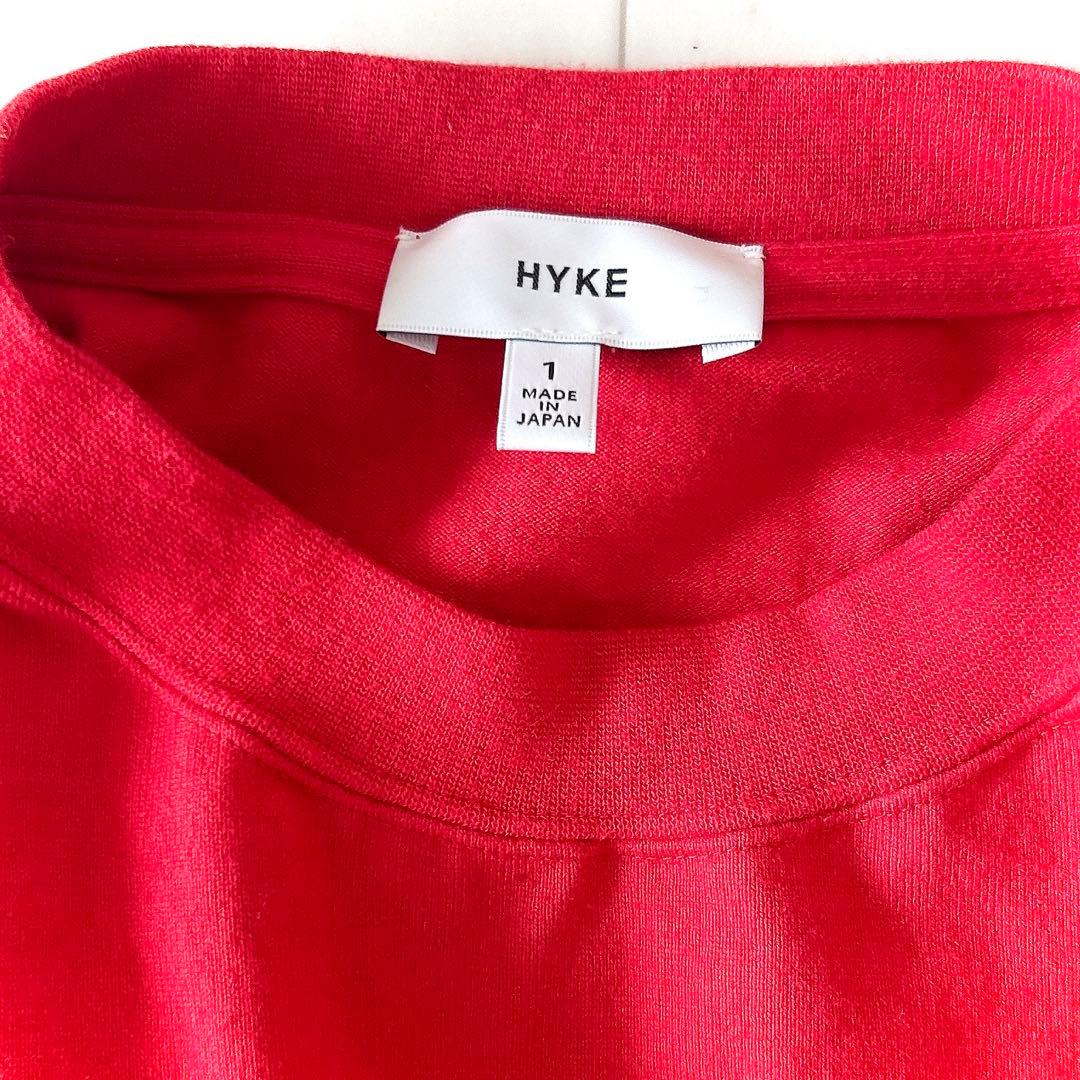 美品 HYKE ハイク コットン ロングワンピース レッド 変形デザイン 赤