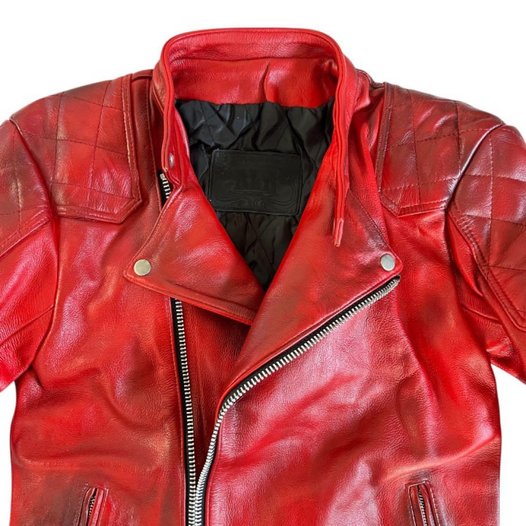 ALA Semi-Double Riders Jacket RED USED加工