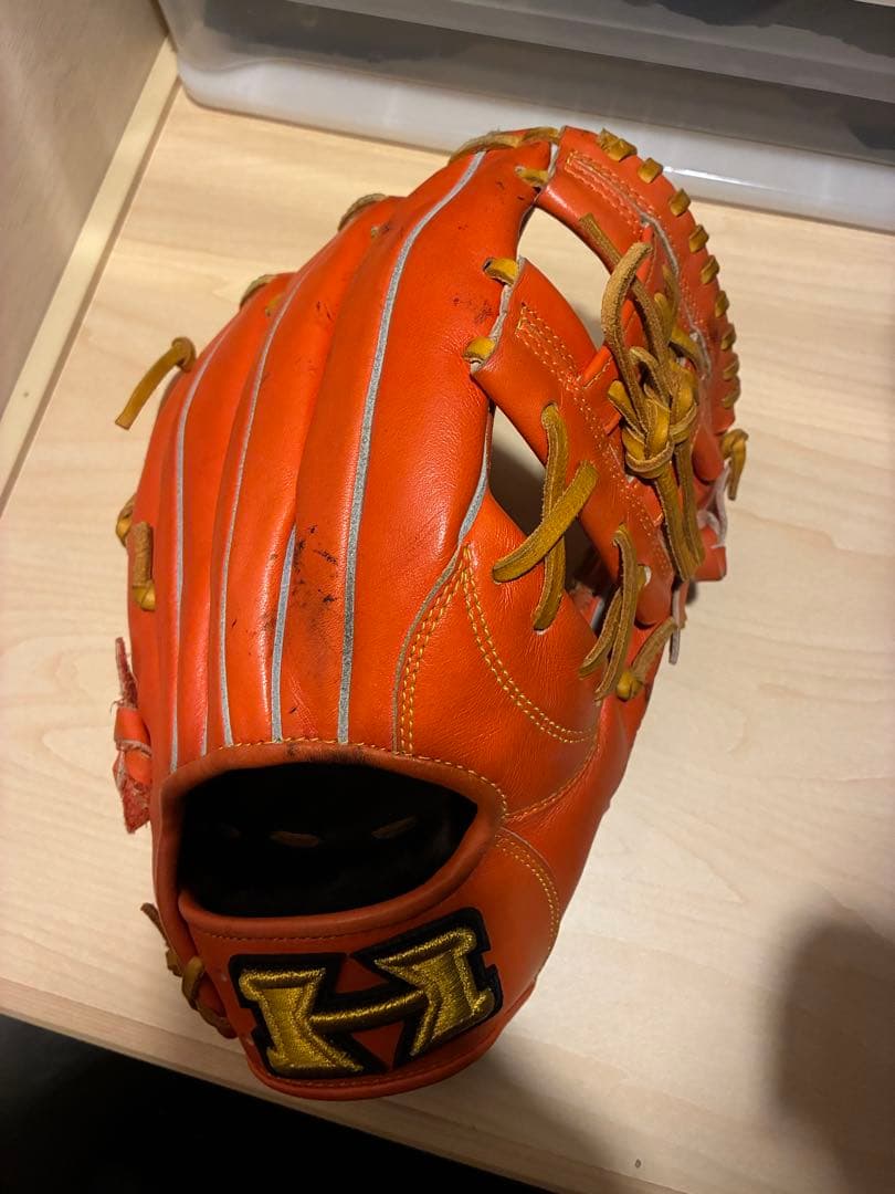 オレンジ色 レザー 野球グローブ Natural Flex ハイゴールド　巳極