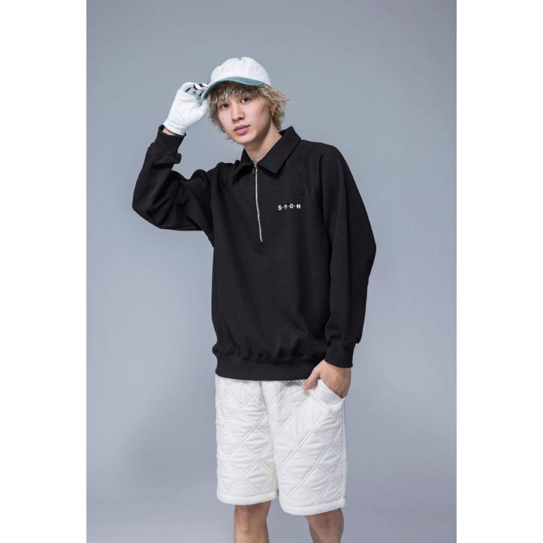 定価¥15,000＊antiqua ゴルフ STCH＊ハーフジップトップス 黒