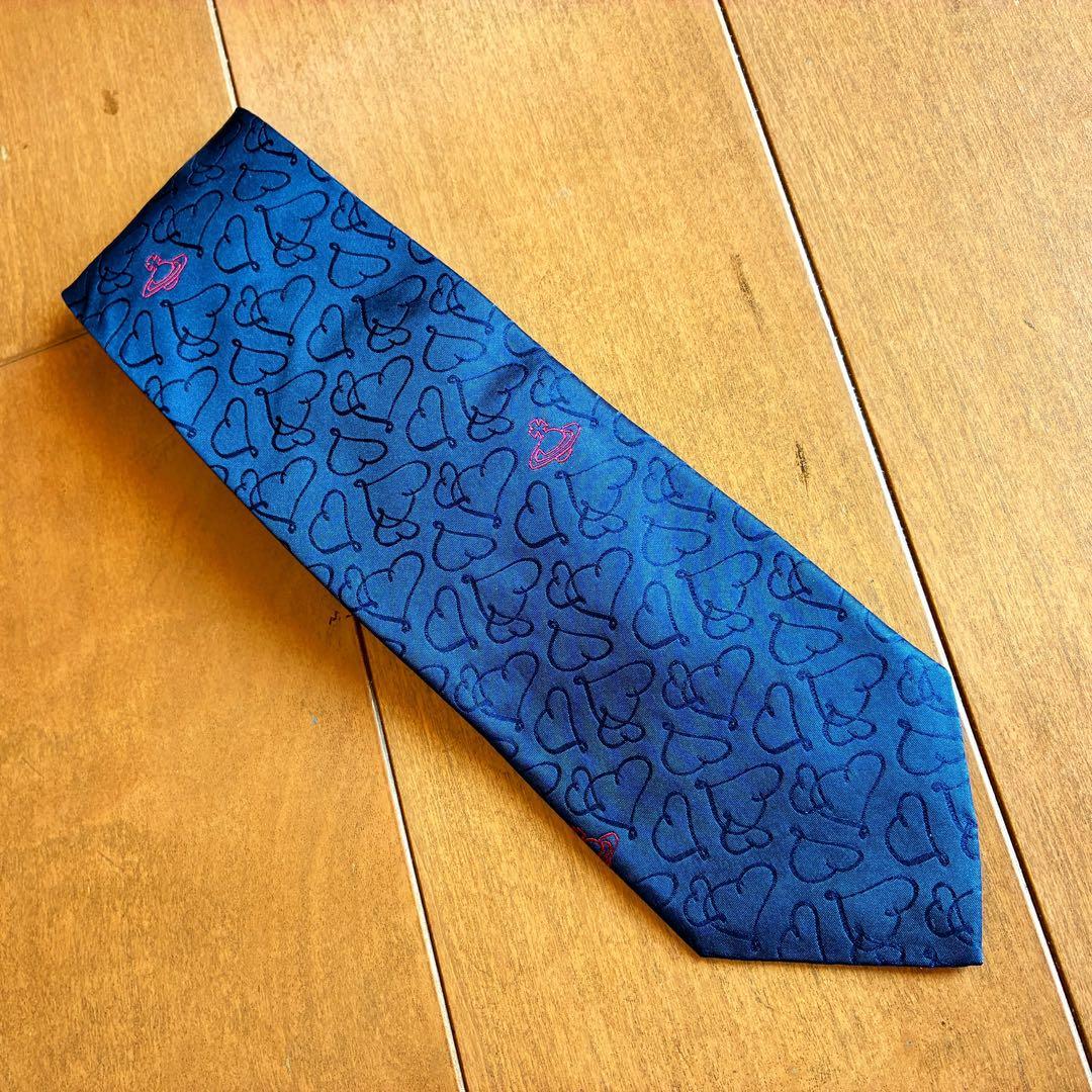 【美品】ヴィヴィアンウェストウッド オーブロゴ ハート シルクネクタイ