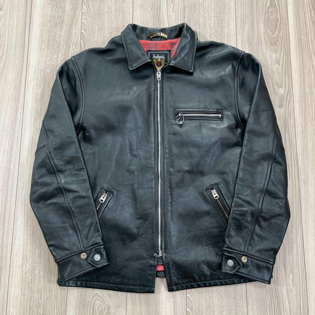 【神サイズ】Schott レザー トラッカージャケット ブラック XL 牛革
