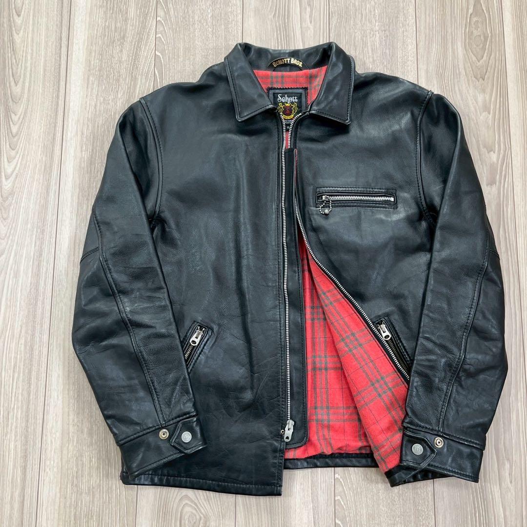【神サイズ】Schott レザー トラッカージャケット ブラック XL 牛革