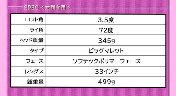 【左 女性用新登場】極太グリップと大型で安定感抜群♥ ダイナミクスレディスパター
