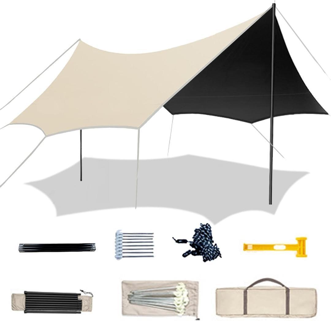 ✨3m×3.3m✨ヘキサタープ タープテント 大型防水 キャンプ 2〜3人用
