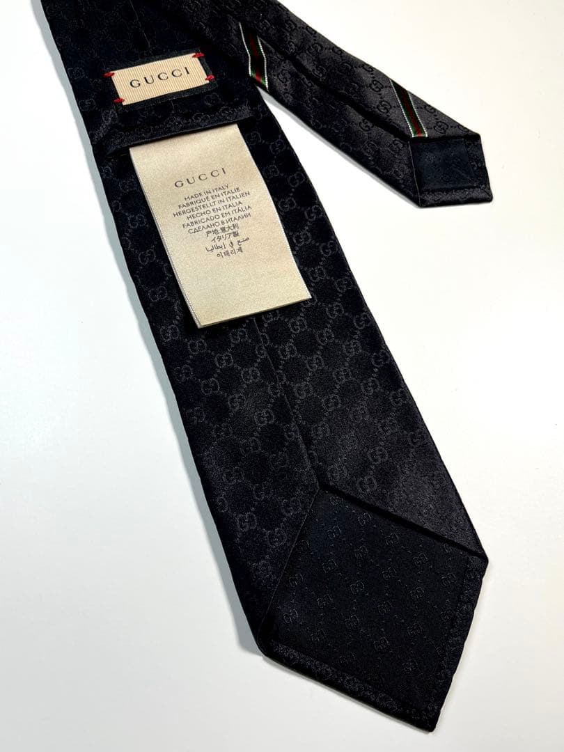 名作✨極美品✨GUCCI ネクタイ 艶あり　GG柄 シェリーライン　ベルト柄