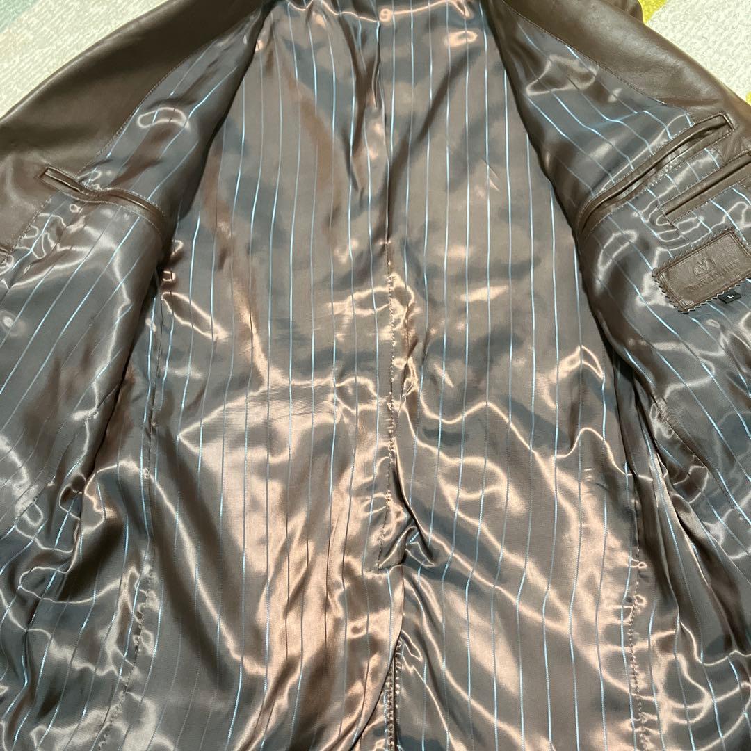 未使用級★DAN VALENTINO レザー テーラードジャケット 馬革 茶