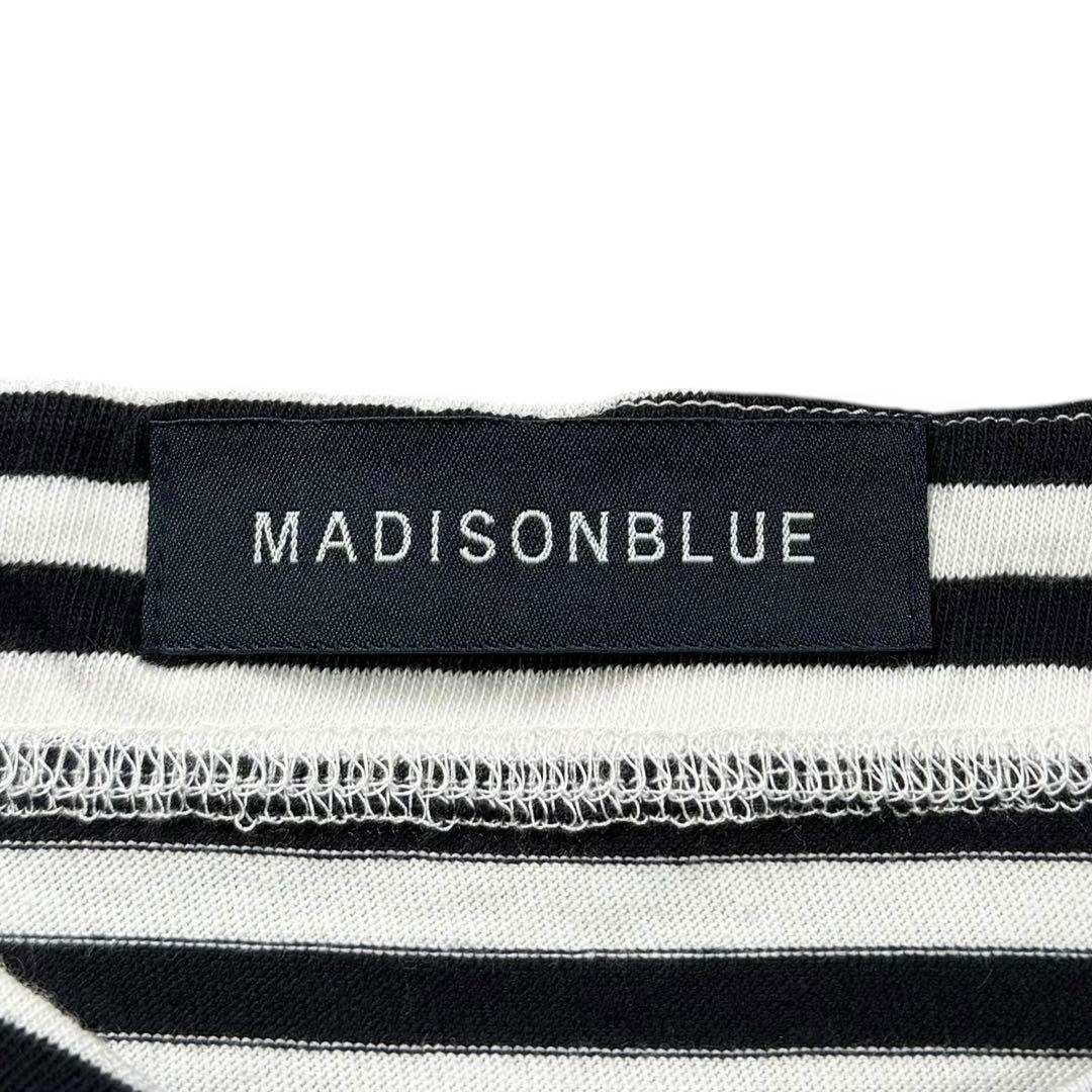 美品 MADISONBLUE ボーダー ロゴ カットソー ロンT ワッペン 00