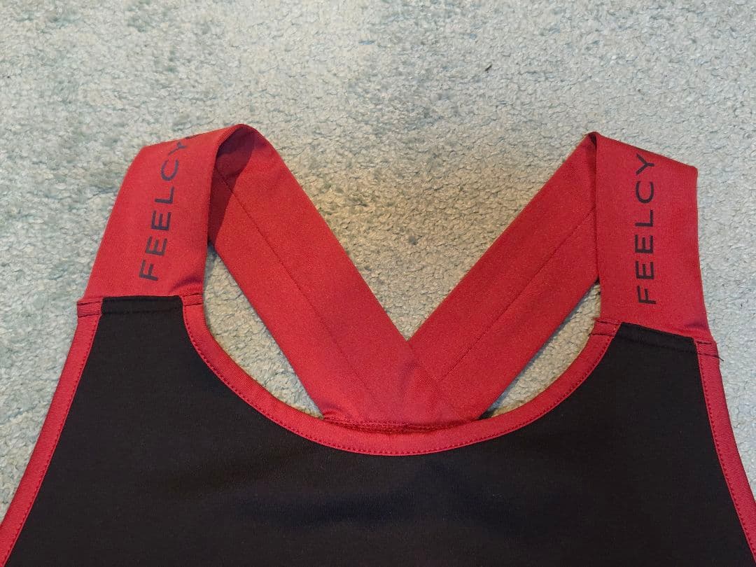 【美品】FEELCYCLE★ショルダーロゴタンク★BLK/RED★ XS