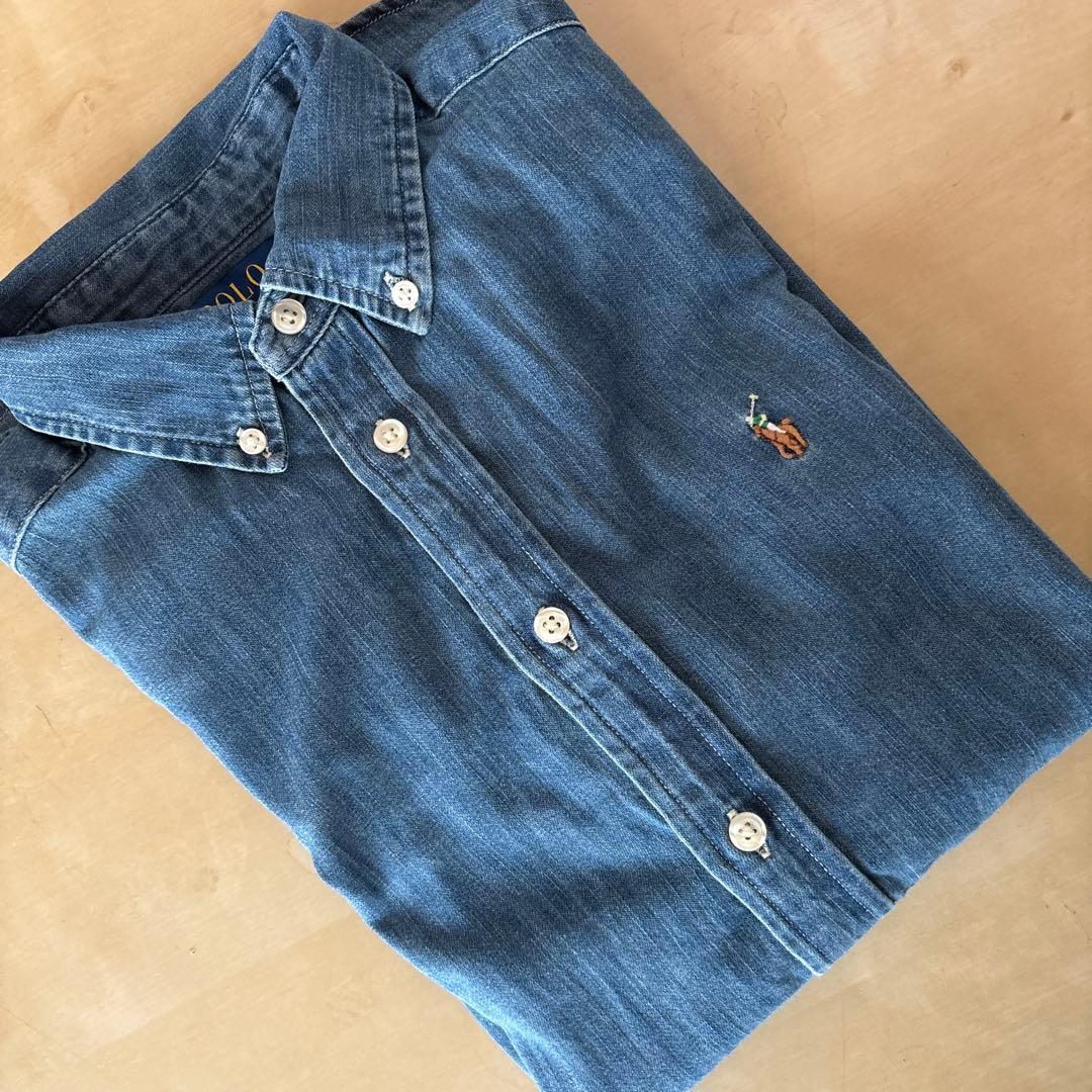 B417新品レディース可能RalphLaurenダンガリーシャツUSボーイズXL