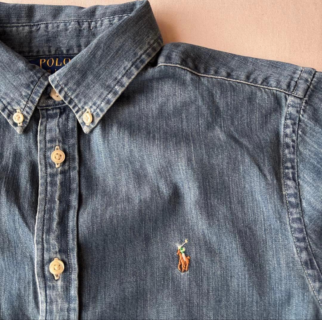B417新品レディース可能RalphLaurenダンガリーシャツUSボーイズXL