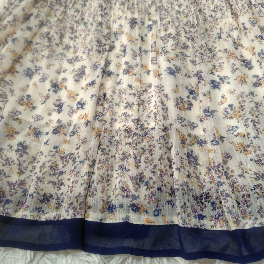 【美品♡希少42】ローズティアラ　シフォンフラワープリーツワンピース 2.7万