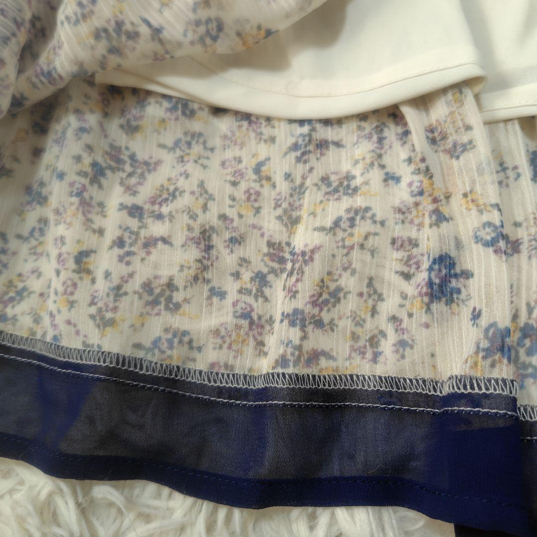 【美品♡希少42】ローズティアラ　シフォンフラワープリーツワンピース 2.7万