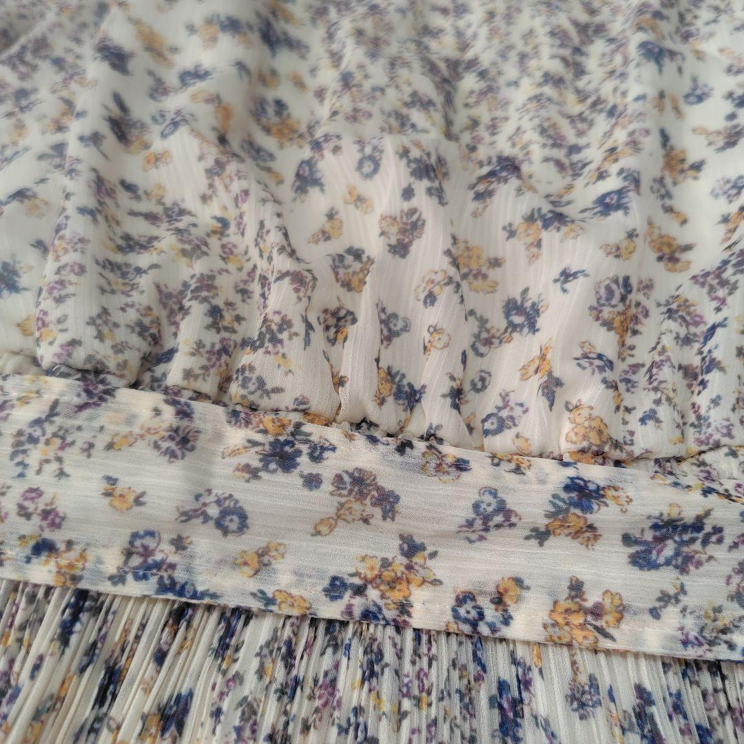 【美品♡希少42】ローズティアラ　シフォンフラワープリーツワンピース 2.7万