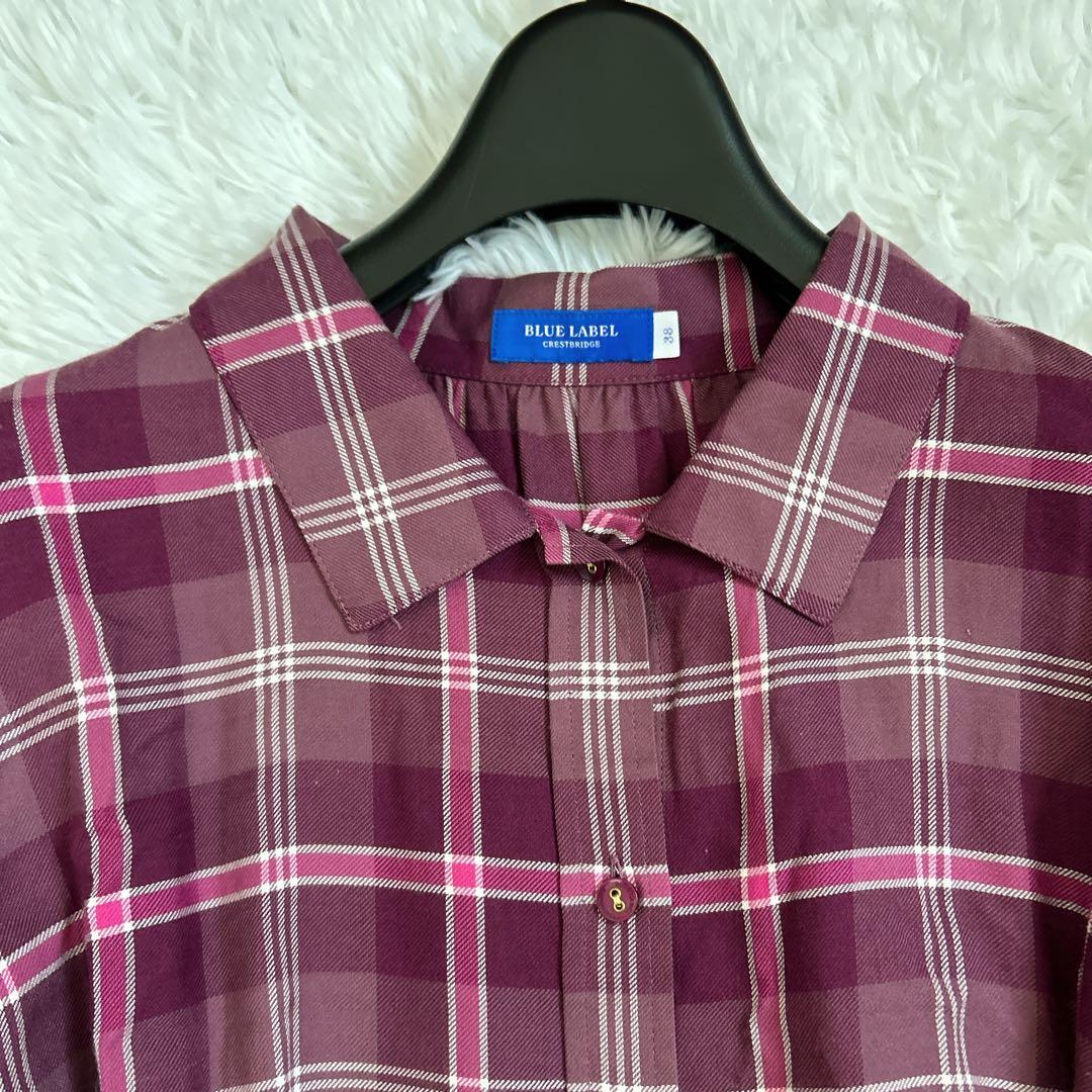 美品☆ブルーレーベルクレストブリッジ ワンピース　シャツワンピース　チェック38