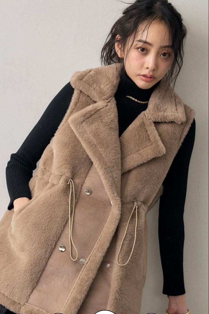 【2026.2月購入】美品　テディボアウエストドロストベスト　ベージュ