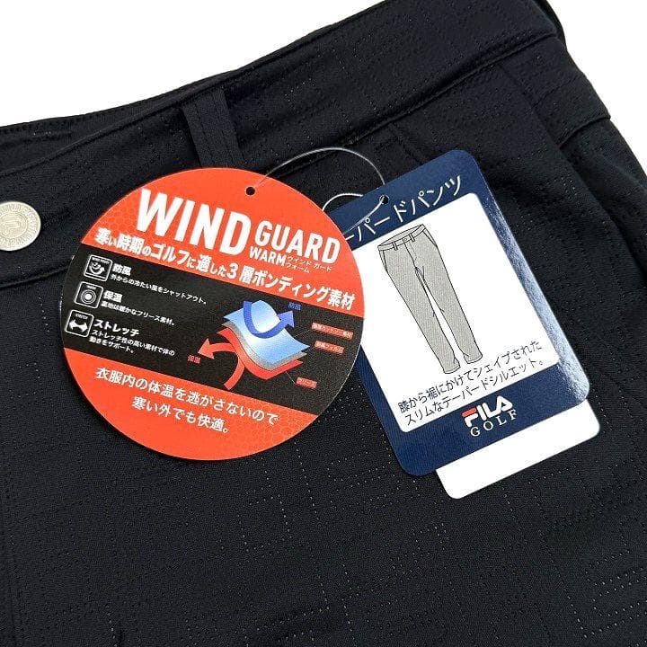 新品 フィラ ゴルフ 高周波キルト 3層ボンディング パンツ フリース 黒 90