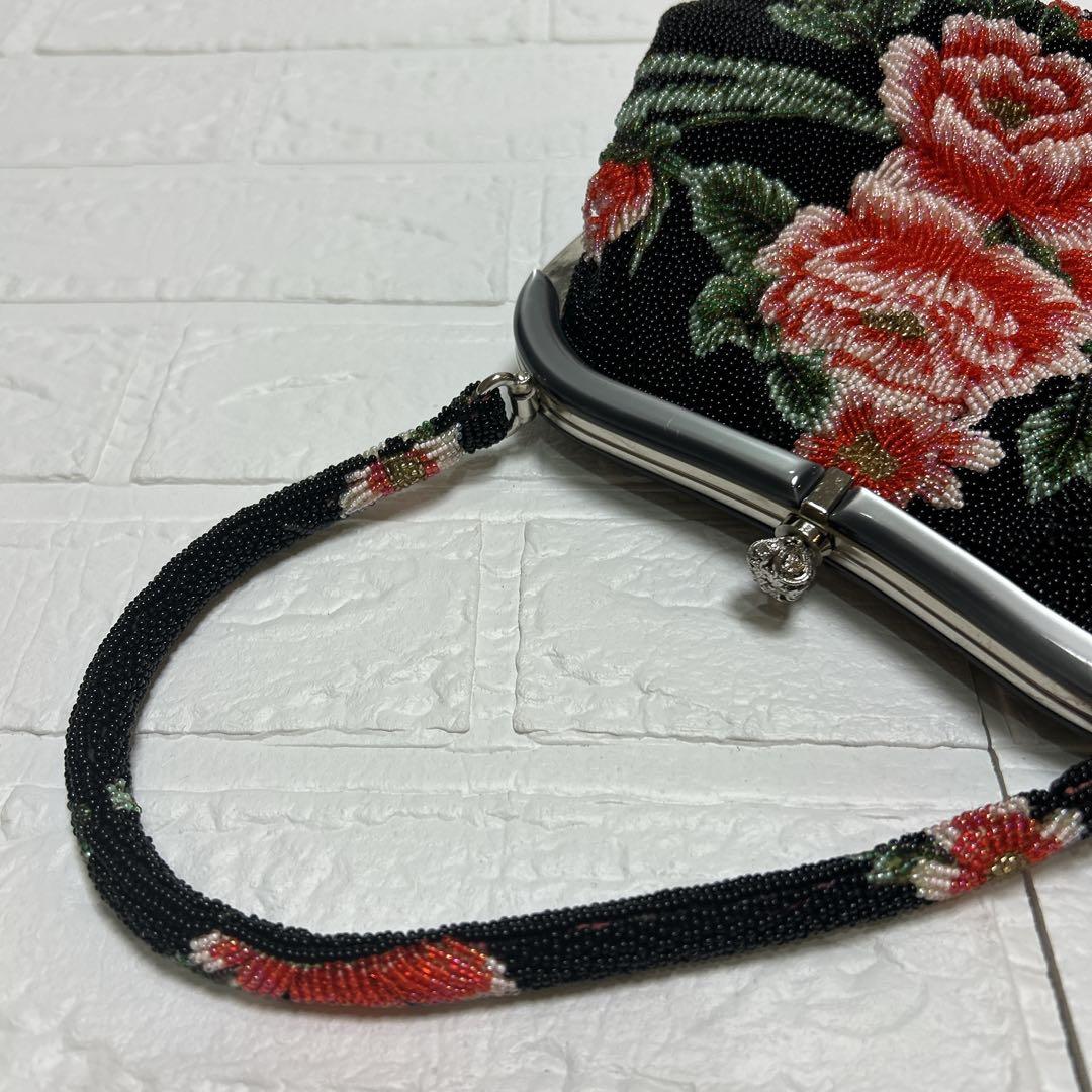極美品✨️ ビーズバッグ 手刺繍 和装 がま口 高級感 パーティー フォーマル
