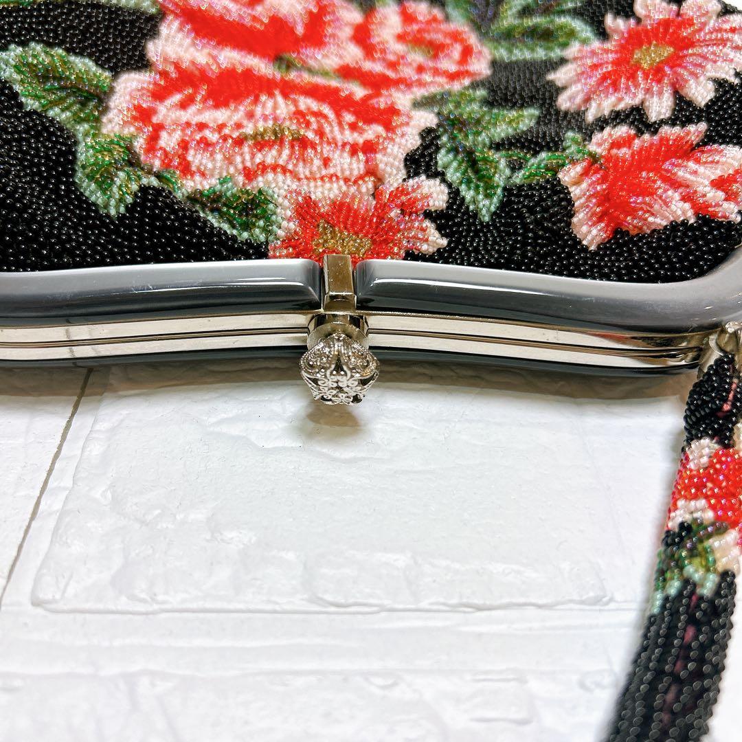 極美品✨️ ビーズバッグ 手刺繍 和装 がま口 高級感 パーティー フォーマル