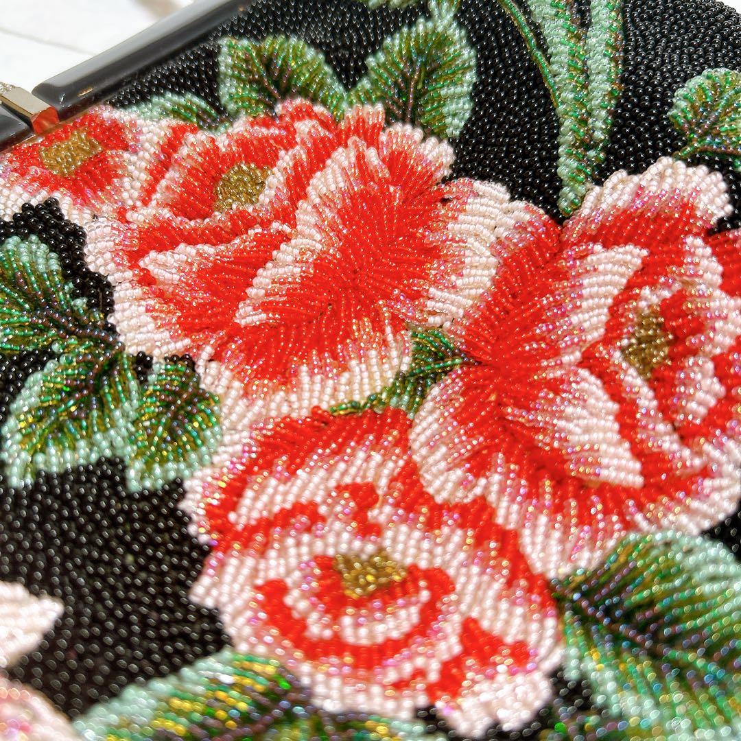 極美品✨️ ビーズバッグ 手刺繍 和装 がま口 高級感 パーティー フォーマル