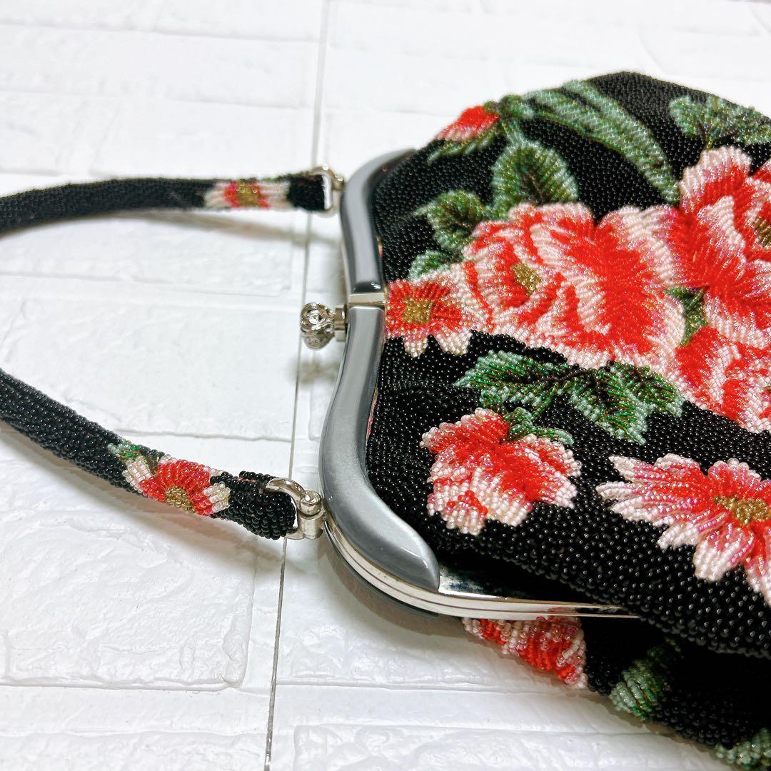極美品✨️ ビーズバッグ 手刺繍 和装 がま口 高級感 パーティー フォーマル