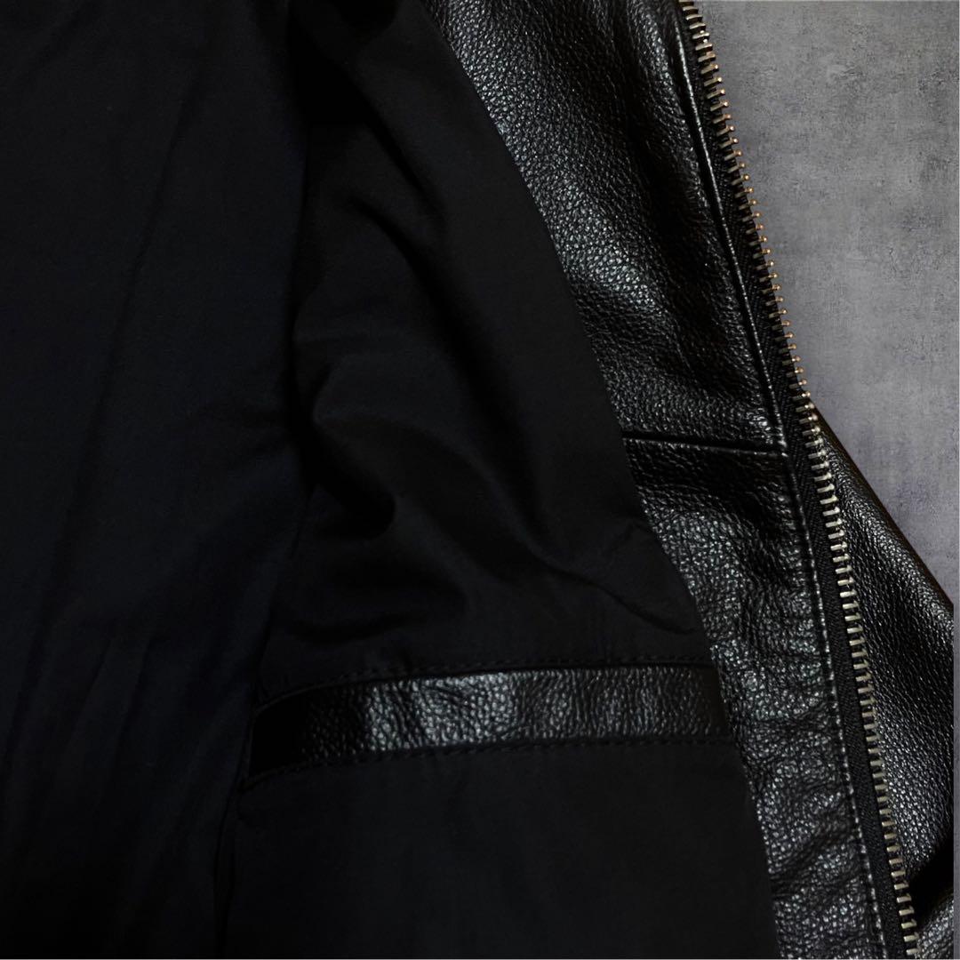 【美品】FORTIME 本革 牛革 ライダースジャケット 黒 S Y2K