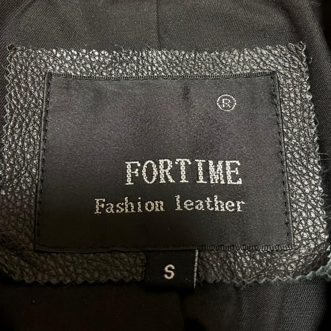 【美品】FORTIME 本革 牛革 ライダースジャケット 黒 S Y2K