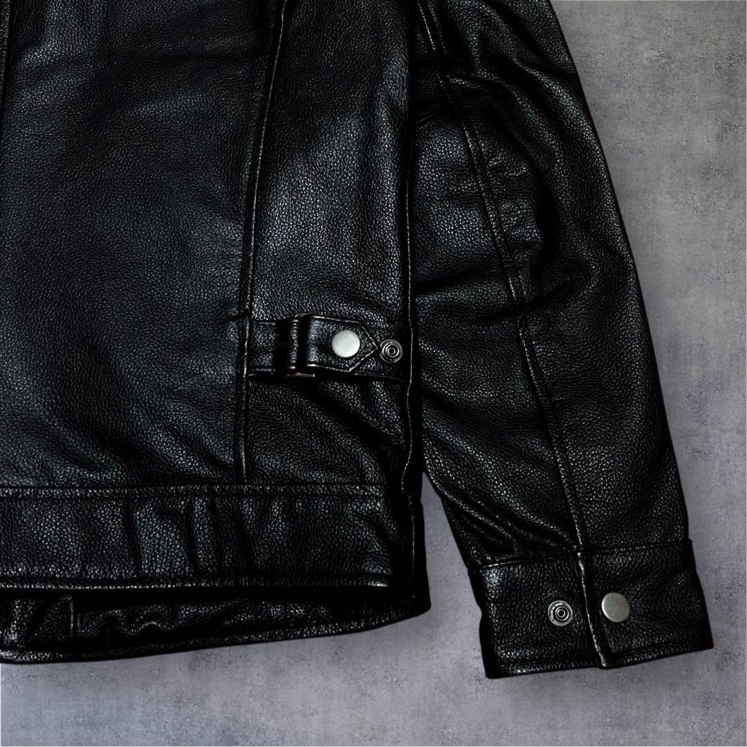 【美品】FORTIME 本革 牛革 ライダースジャケット 黒 S Y2K