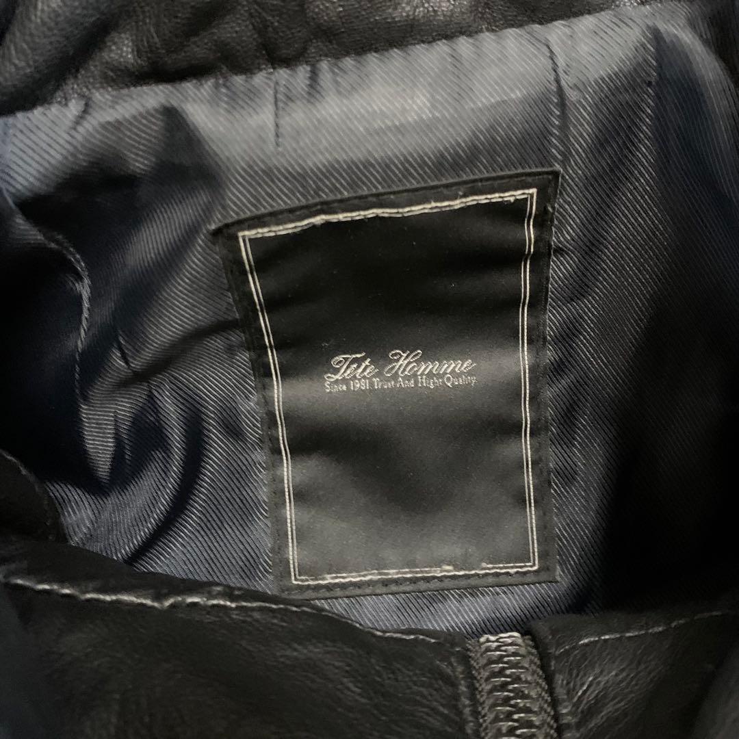 TETE HOMME テットオム　黒　レザージャケット　サイズ6 ゴートレザー