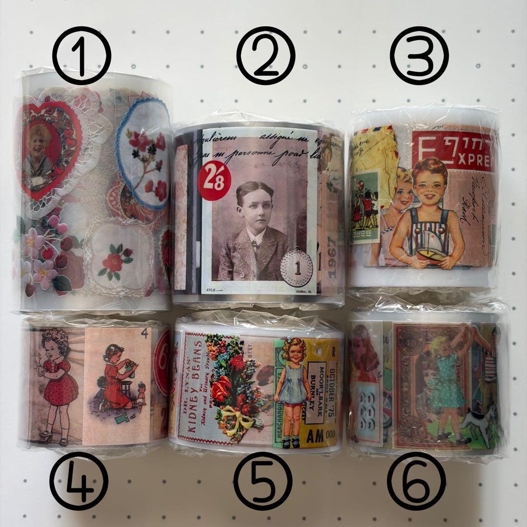【中古】レトロ・ヴィンテージデザイン PETテープ 6個セット