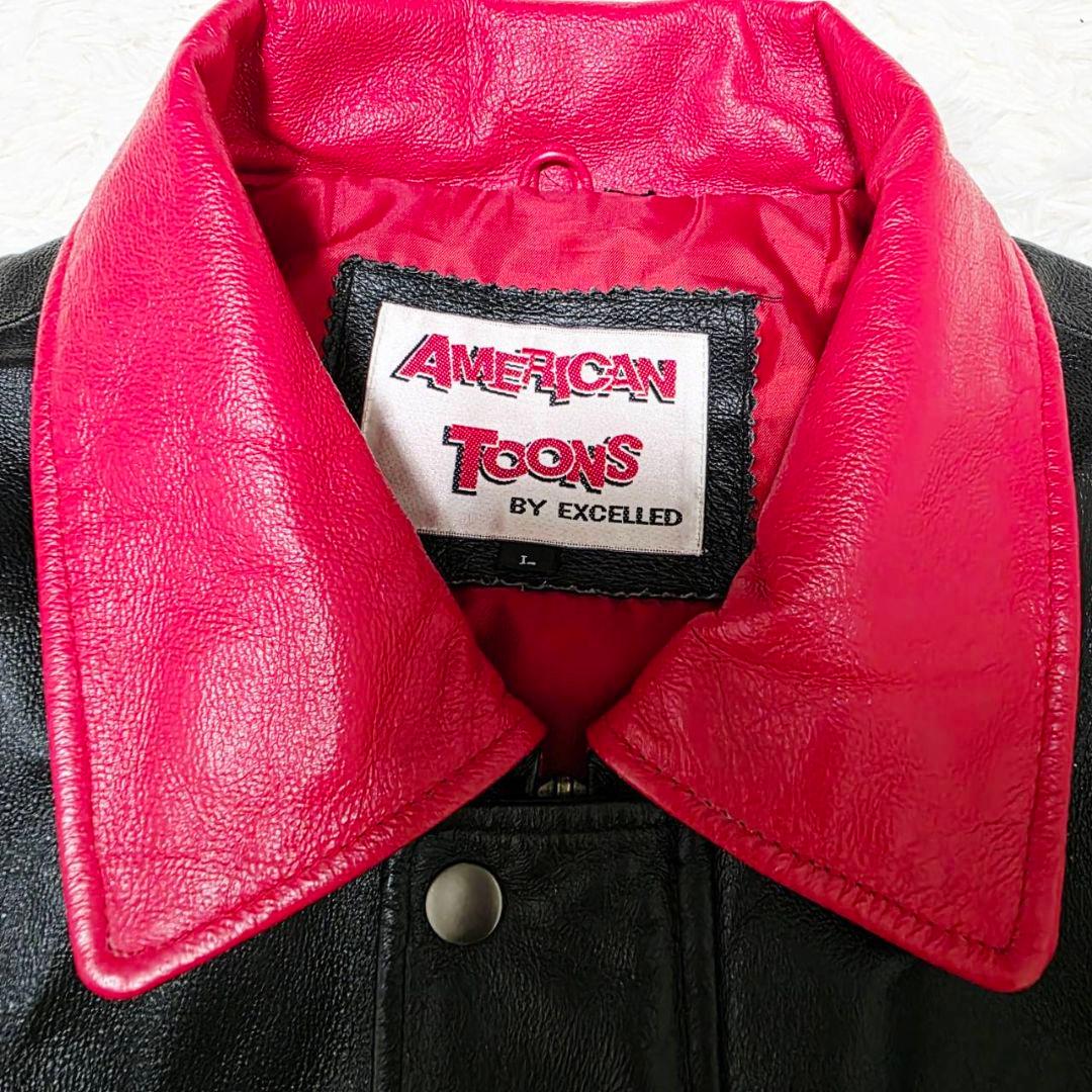 希少 90s American Toons スヌーピー 本革 レザージャケットL