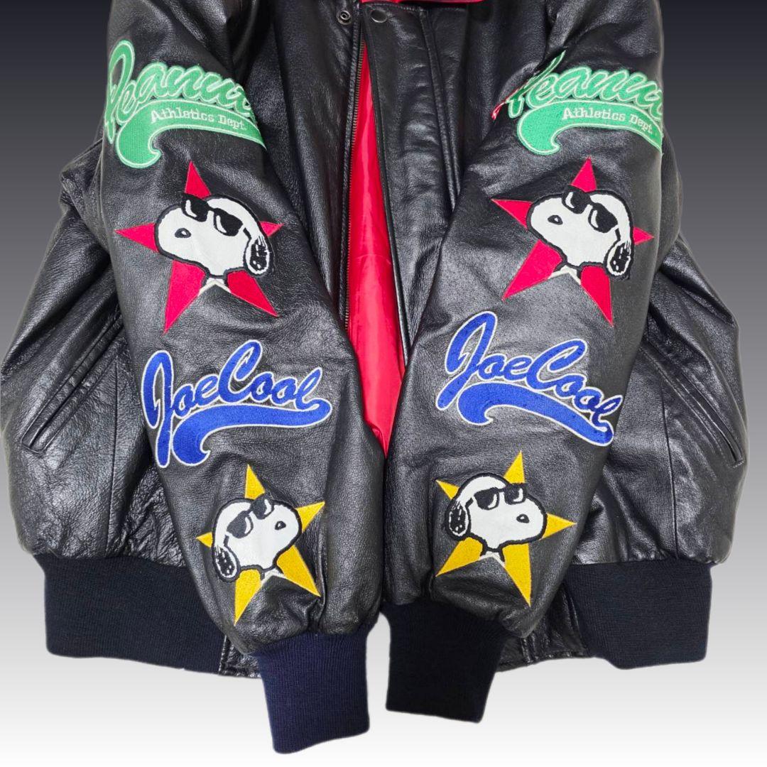 希少 90s American Toons スヌーピー 本革 レザージャケットL