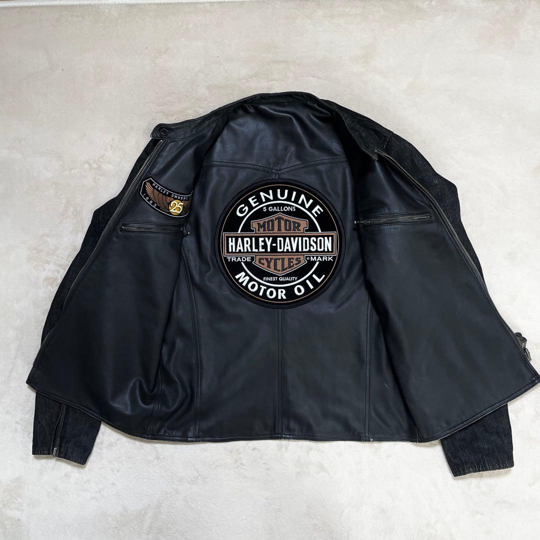 KADOYA×ハーレーダビットソン　リバシーブル　レザー　デニム　ジャケットXL