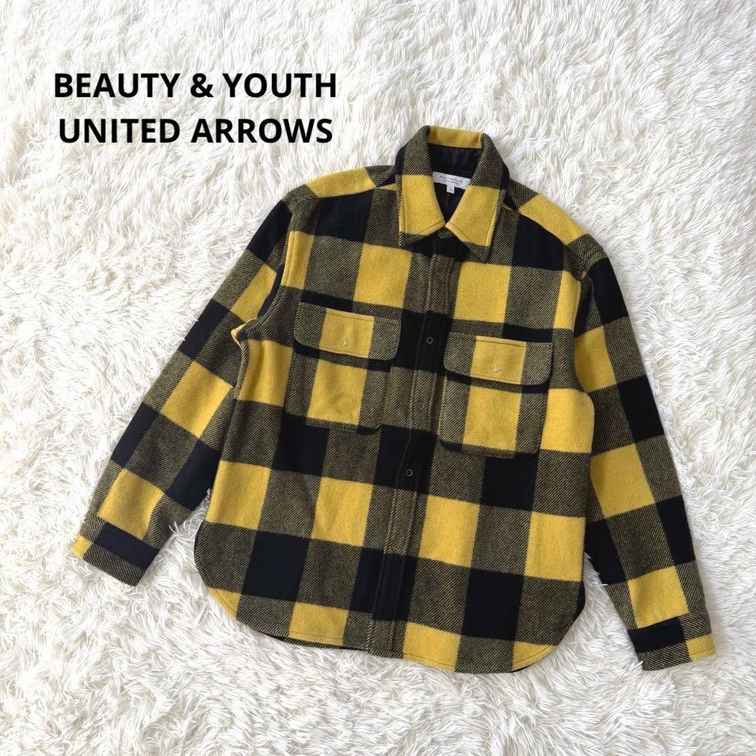 BEAUTY&YOUTH CPOジャケット バッファローチェック L 黄色 黒